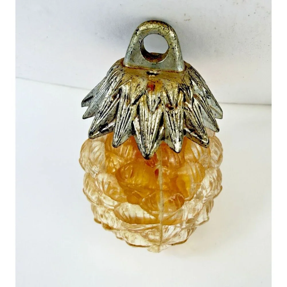 Vintage Pine Cone Hanging Fragrance Holder Refillable Metal Cap 1960s Ornament